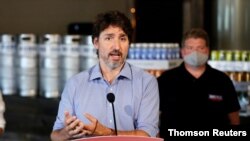 쥐스탱 트뤼도 캐나다 총리가 기자 회견을 하고 있다. (자료사진)