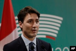 Canada's Prime Minister Justin Trudeau holds his G7 closing press conference, in Taormina, Italy, May 27, 2017.