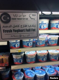 Imported Turkish goods are seen in a supermarket in Doha, Qatar, June 9, 2017.
