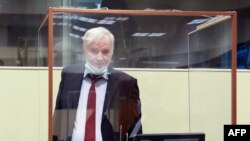 This handout picture released by the International Residual Mechanism for Criminal Tribunals shows Bosnian Serb ex-general Ratko Mladic as he arrives at The Hague where he is appealing his conviction, on Aug. 25, 2020.