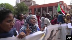In this frame grab from video, Sudanese women rally on the streets of the capital, in Khartoum, Sudan, Sept. 12, 2019. 