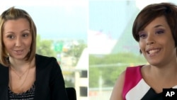 Images from the video provided by Hennes Paynter Communications shows from left: Amanda Berry, Gina DeJesus and Michelle Knight.