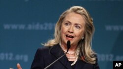 Secretary of State Hillary Rodham Clinton speaks at the XIX International Aids Conference, July 23, 2012, in Washington.
