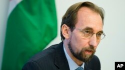 FILE - Jordan's ambassador to the United Nationas, Prince Zeid Raad al-Hussein, speaks to the media during a news conference in New York. 
