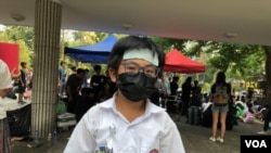 2019年9月30日香港一名霍姓的12岁中学生成为反送中“新明星” （美国之音海彦拍摄）
