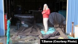 Sara Skamser now runs the commercial fishing net shop Foulweather Trawl at the Port of Newport, Oregon