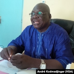 Gounoung Vaïma Ganfaré, secrétaire générale de l'UST à N'djamena, le 13 decembre 2017. (VOA/André Kodmadjingar).