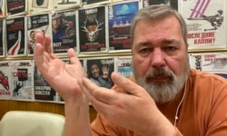 FILE - Dmitry Muratov is seen in this screen grab during an exclusive interview with VOA's Russian Service, December 2021.