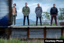 Renton (Ewan McGregor), Spud (Ewen Bremner), Sick Boy (Jonny Lee Miller) and Begbie (Robert Carlyle) in a scene from T2 Trainspotting (Photo: courtesy Miramax Films)