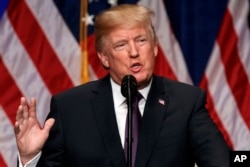 President Donald Trump speaks on national security, Dec. 18, 2017, in Washington.