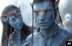 Zoe Saldana and Sam Worthington in a scene from "Avatar"