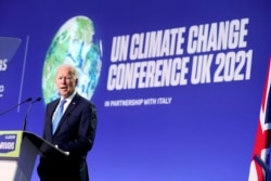 U.S. President Joe Biden speaks at the U.N. Climate Change Conference (COP26) in Glasgow, Scotland, Britain, November 2, 2021.