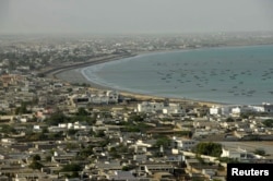 FILE - A general view of the Pakistani coastal town of Gwadar on the Arabian Sea