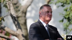 FILE - Then-national security adviser Gen. James L. Jones in the Rose Garden of the White House in Washington, Sept. 22, 2010. Jones is now executive chairman emeritus of the Atlantic Council.