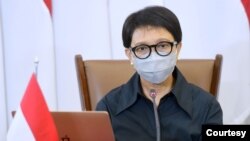 Menteri Luar Negeri RI Retno Marsudi, dalam konferensi pers di Istana Bogor, 9 Desember 2021. (Foto: Setpres RI)