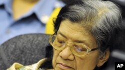 Former Khmer Rouge social affairs minister Ieng Thirith sits at the Extraordinary Chambers in the Courts of Cambodia on the outskirts of Phnom Penh, June 29, 2011.
