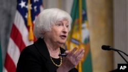 Menteri Keuangan Amerika Janet Yellen dalam pertemuan IMF di Washington, 22 Oktober 2024. (Foto: J.Scott Applewhite/AP Photo)