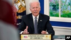 Presiden AS Joe Biden berbicara pada KTT virtual ASEAN di Gedung Putih hari Selasa (26/10). 