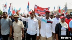 Viongozi wa Chadema na wanachama wengine wakiandamana kuomba mabadiliko ya katiba, Januari 24, 2024. Picha ya Reuters