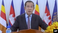 រូបឯកសារ៖ រូបថតដកស្រង់ពីវីដេអូបង្ហាញលោកនាយករដ្ឋមន្ត្រី ហ៊ុន សែន ថ្លែងនៅក្នុងកិច្ចប្រជុំមហាសន្និបាតអង្គការសហប្រជាជាតិ កាលពីថ្ងៃទី ២៥ ខែកញ្ញា ឆ្នាំ ២០២១។ 