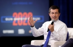 FILE - U.S. Democratic presidential candidate and mayor of South Bend, Indiana, Pete Buttigieg, responds to a question during a forum in Las Vegas, Nevada, Oct. 2, 2019.