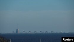 FILE PHOTO: View shows Zaporizhzhia Nuclear Power Plant from the town of Nikopol