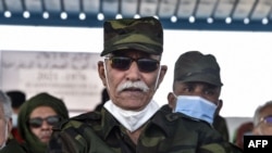 Brahim Ghali, president of the Sahrawi Arab Democratic Republic and secretary-general of the Polisario front, attends celebrations marking the 45th anniversary of the creation of the SARD, on Feb. 27, 2021, at a refugee camp, near Tindouf, Algeria.