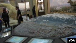 圣彼得堡极地博物馆地图上标志的北极地区和东西伯利亚海。