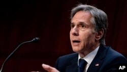 토니 블링컨 미국 국무장관이 8일 상원 청문회에서 증언했다.