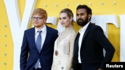 Cast members Ed Sheeran, Lily James and Himesh Patel attend the U.K. premiere of "Yesterday" in London, Britain, June 18, 2019. 
