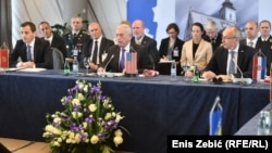 Crnogorski ministar obrane Predrag Bošković, američki ministar obrane James Mattis i hrvatski ministar obrane Damir Krstičević, Zagreb, 13. juli 2018.