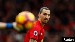 Zlatan Ibrahimovic lors du match qui oppose Manchester United et l'AFC Bournemouth, le 4 mars 2017.