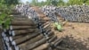 Teak timbers are stacked up at SRP Cambodia in Tbong Khmum province, Cambodia, Oct. 14, 2019. (Sun Narin/VOA Khmer)