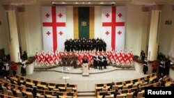 Церемонии приведения к присяге Михаила Кавелашвили в парламенте Грузии. Тбилиси. Грузия, 29 декабря 2024 года. REUTERS/Irakli Gedenidze/Pool