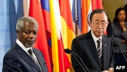 Special envoy Kofi Annan (left) with UN Secretary General Ban Ki-Moon Jun 7, 2012 