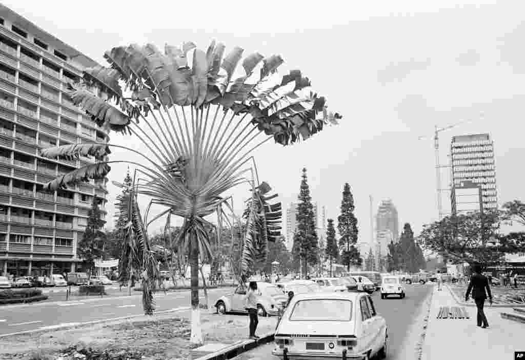 Street scene in downtown Kinshasa, Zaire, is photographed prior the the Muhammad Ali vs. George Foreman title bout scheduled in 1974.