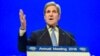 U.S. Secretary of State John Kerry delivers a speech on Jan. 22, 2016, to attendees at the World Economic Forum in Davos, Switzerland. 