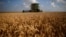 FILE - A combine drives through a field of soft red winter wheat during the harvest on a farm in Dixon, Illinois, July 16, 2013. 