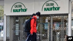 A Galeria Kaufhof warehouse is closed as many smaller stores are allowed to open in Essen, Germany, Monday, April 20, 2020.