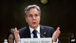 토니 블링컨 미 국무장관이 31일 상원 세출위원회에서 증언하고 있다.