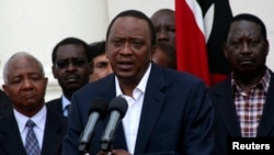 Kenya's President Uhuru Kenyatta addresses the nation on the Westgate shopping mall attack in the capital Nairobi, Sept. 22, 2013. 