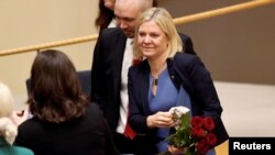 Magdalena Andersson au Parlement à Stockholm, Suède, le 24 novembre 2021.