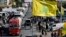 A convoy of tanker trucks carrying Iranian diesel crossed the border from Syria into Lebanon, arrive at the eastern town of el-Ain, Lebanon, Sept. 16, 2021. 