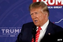 Republican presidential candidate and former U.S. President Donald Trump speaks during a rally in Laconia, New Hampshire, on Jan. 22, 2024 — the day before that state's Republican presidential nominating primary election.
