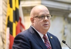 FILE - Maryland Gov. Larry Hogan delivers his annual State of the State address to a joint session of the legislature in Annapolis, Md., Feb. 5, 2020.