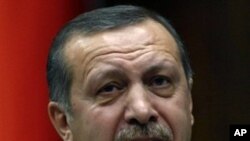 Turkish Prime Minister Recep Tayyip Erdogan addresses lawmakers from his ruling party at the parliament in Ankara, Turkey, Tuesday, March 2, 2010