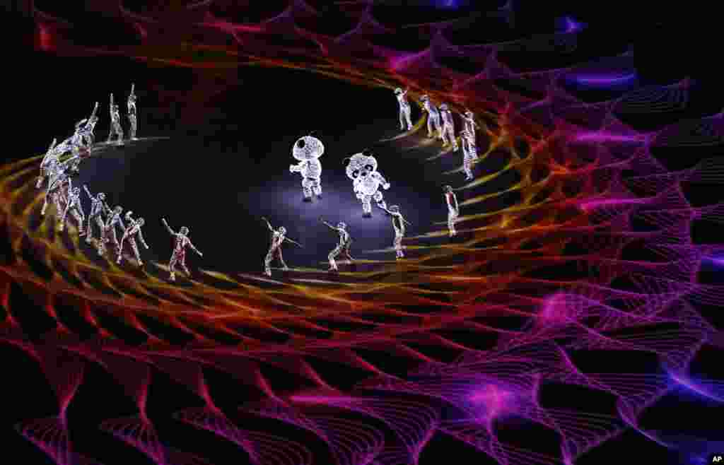 Performers dance during the closing ceremony of the 2018 Winter Olympics in Pyeongchang, Feb. 25, 2018.