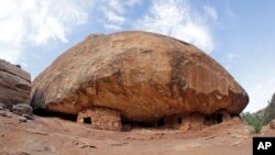 FILE - In this June 22, 2016 photo, the "House on Fire" ruins is shown in Mule Canyon, near Blanding, Utah in Bears Ears National Monument. 