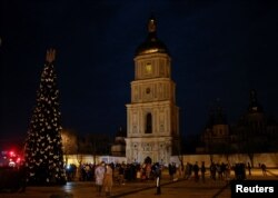 People celebrate the New Year eve in Kyiv