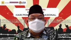 Komisioner Komnas HAM, Hairansyah Akhmad, dalam konferensi pers peringatan Hari Pembela HAM Nasional, Selasa 7 September 2021. (Anugrah Andriansyah).